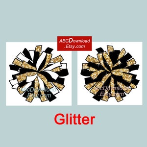 New Orleans Pom-Pom Gold Glitter Black White pdf png jpg files Clipart Printable instant download Cheerleading Sports Pompom digital
