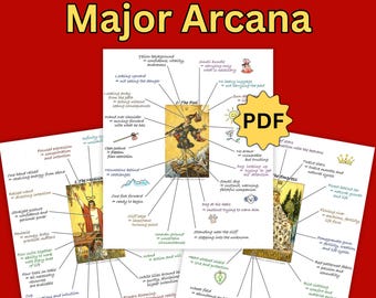 Tarot Book, 22 Major Arcana, Card Meanings & Cheat Sheets, Tarot at a Glance, Digital Download