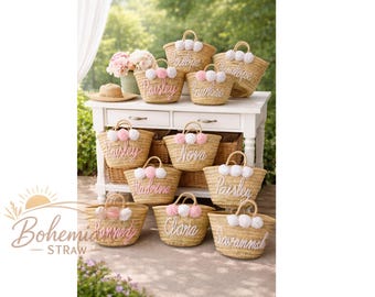 PERSONALIZED STRAW BASKET, Wedding gift Customized straw bags,personalized bags, monogrammed tote bags,boho gift bag,honeymoon,bridal party
