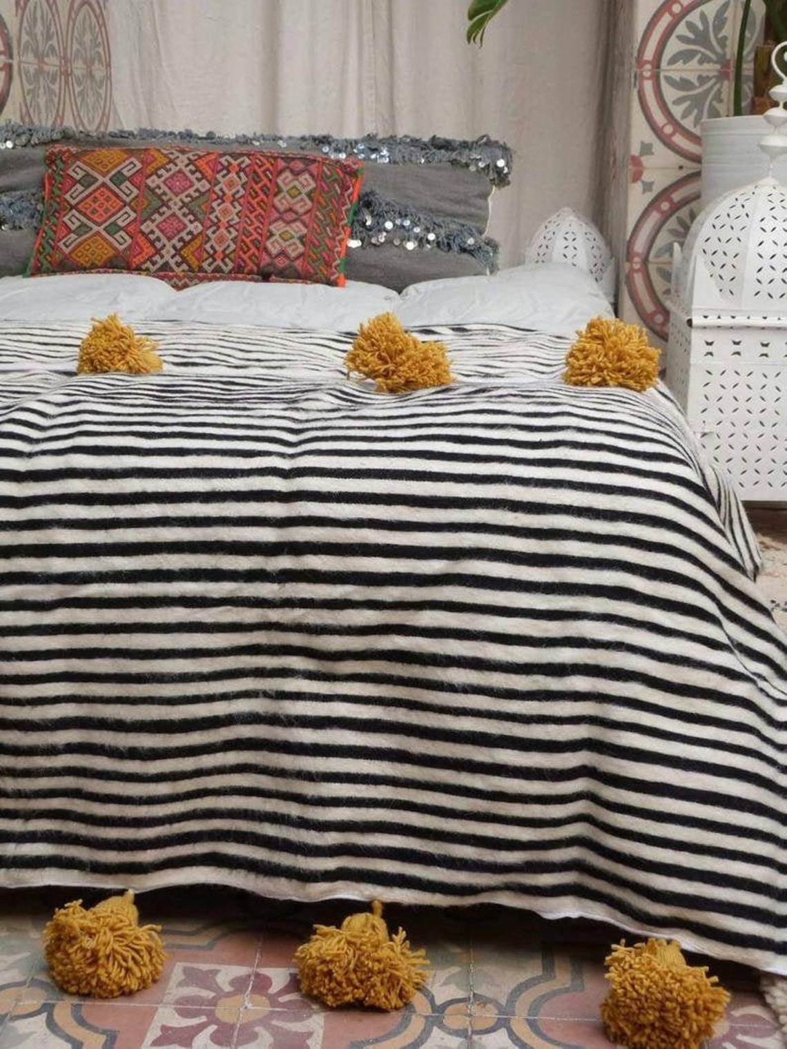 WOOL BLANKET MOROCCAN Blanket Handmade Soft Wool Moroccan Etsy