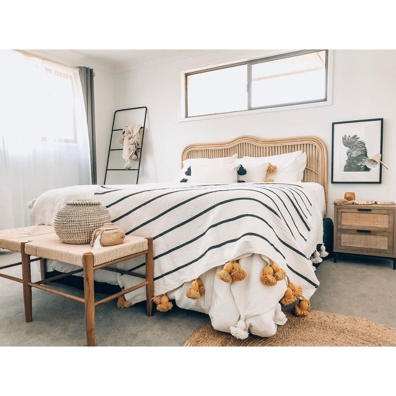 COZY THROW BLANKET Blue Throw Blanket With Fringemoroccan Etsy