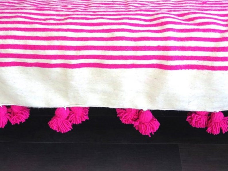 MOROCCAN POMPOM BLANKET Warm Blanket Pom Pom Tassel Throw Etsy