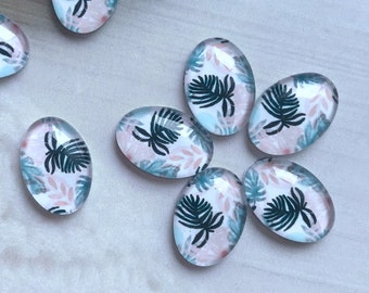 Tropische blad ovale Cabochon, handgemaakte blad teardrop fotoglas Cabochon, 10x14mm, 13x18mm, 18x25mm, 20x30mm, 30x40mm glazen koepel-R225904