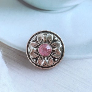 Cute Flower Snap Buttons, 18mm / 20mm Flower Ginger Snap Jewelry, Crystal Drilled Noosa Snap Necklace Charm, Interchargeable Beads Snap Gift