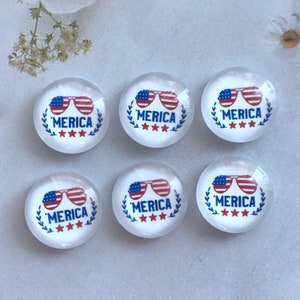 Merica Cabochon/bouton-pression pour lunettes, 4 juillet 10 mm 12 mm 14 mm 16 mm 18 mm 20 mm 25 mm 30 mm 35 mm 40 mm Dôme en verre DIY/12 mm 18 mm 20 mm Snap-R121607