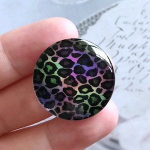 Rainbow Leopard Cabochon, Handmade photo glass Cabochon, 10mm 12mm 14mm 16mm 18mm 20mm 25mm 30mm 35mm 40mm glass dome cameo -R190202