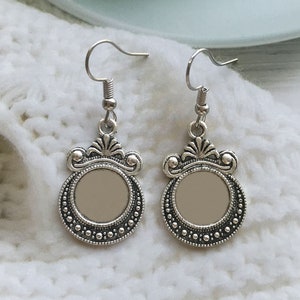 10 piezas de aretes bohemios de 12 mm, base redonda para aretes colgantes, bandejas con bisel para aretes colgantes, base de cabujón para incrustación - DACC05