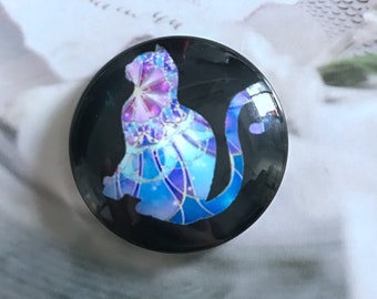 Cat Cabochon,Floral Pet Cat silhouette photo glass,10mm 12mm 14mm 16mm 18mm 20mm 25mm 30mm 35mm 40mm Pet loss glass dome cameo-R132d1