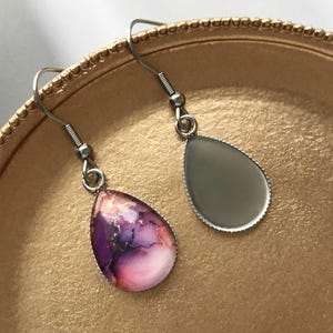 Teardrop Stainless Steel Earrings Blanks, 13x18mm/18x25mm Serrated Tear Dangle Earrings Base, Geometry Drop Earrings Bezel Cups Trays-DSS105