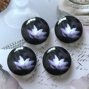 ロータス カボション、ナマステ ロータス フォト カボション、10 mm 12 mm 14 mm 16 mm 18 mm 20 mm 25 mm 30 mm 35 mm 40 mm ガラス ドーム カメオ-R675d1
