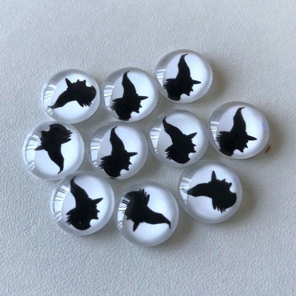 Witch Cabochon,Handmade Magic Witch photo glass Cabochon,10mm 12mm 14mm 16mm 18mm 20mm 25mm 30mm 35mm 40mm halloween glass dome cameo-R738d3