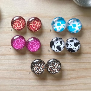10pcs Cow Print Cabochon Animal Leopard Print photo glass Cabochon 10mm 12mm 14mm 16mm 18mm 20mm 25mm 30mm 35mm 40mm glass dome cameo-DN4008