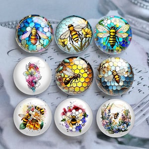 Honigbiene Glasmalerei Cabochon,10 mm 12 mm 14 mm 16 mm 18 mm 20 mm 25 mm 30 mm 35 mm 40 mm DIY Bild Bild Glasperlen-DN1911