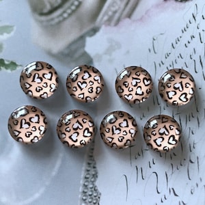 Leopard Herz Cabochon, Handgefertigte Foto Glascabochon, Handgefertigte Foto Glascabochon, 10mm 12mm 14mm 16mm 18mm 20mm 25mm 30mm 35mm 40mm Glaskuppel Cameo Cabochon -R0830d1
