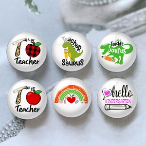 Teacher cabochon, Hello First Grade glazen koepel, 10 mm 12 mm 14 mm 16 mm 18 mm 20 mm 25 mm 30 mm 35 mm 40 mm Teacher Saurus Picture Image Beads-DN813