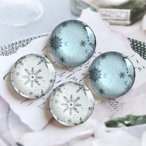 Weihnachts Cabochon, handgemachte Weihnachtsschneeflocke Foto Glascabochon, 10 mm 12 mm 14 mm 16 mm 18 mm 20 mm 25 mm 30 mm 35 mm 40 mm Glaskuppel-R10226