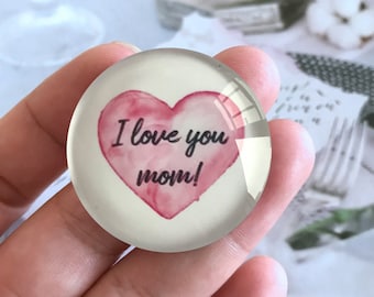 Love Mom Cabochon / Picture glass Snap Button,10mm 12mm 14mm 16mm 18mm 20mm 25mm 30mm 35mm 40mm Glass Dome/Ginger Snap Button-R2233001