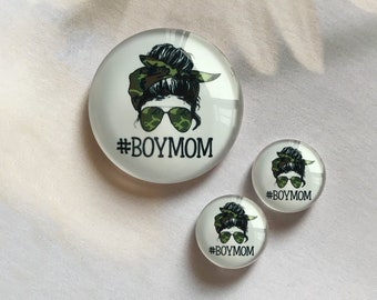 Camouflage Boy Mom Cabochon/ glass Snap Button,10mm 12mm 14mm 16mm 18mm 20mm 25mm 30mm 35mm 40mm Glass Dome/Ginger Snap Button -R2241912