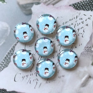 Christamas Snowman Cabochon,Christmas photo glass Cabochon, 10mm 12mm 14mm 16mm 18mm 20mm 25mm 30mm 35mm 40mm glass dome cameo-R190108