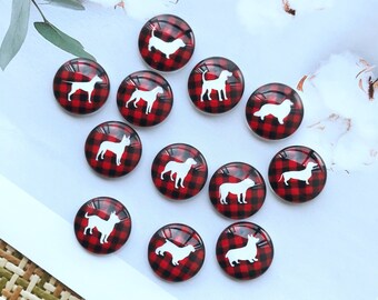 Christmas Dog Cabochon,Red Buffalo Dog silhouette photo Cabochon, 10mm 12mm 14mm 16mm 18mm 20mm 25mm 30mm 35mm 40mm Xmas glass dome-R0806