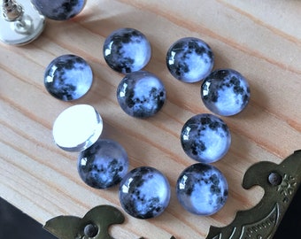 Moon Cabochon,Full Moon photo glass Cabochons 10mm 12mm 14mm 16mm 18mm 20mm 25mm 30mm 35mm 40mm glass dome cameo-R002