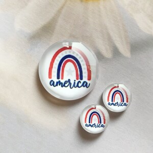 Juli of 4th America Regenbogen Cabochon / Druckknopf, 10mm 12mm 14mm 16mm 18mm 20mm 25mm 30mm 35mm 40mm Glaskuppel / Ginger Snap Button-R2232421
