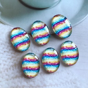 Cabochon ovale de teinture de cravate arc-en-ciel, Cabochon de verre photo en forme de larme de teinture de cravate LGBT Pride, 10x14mm, 13x18mm, 18x25mm, 20x30mm, dôme en verre 30x40mm -R225913
