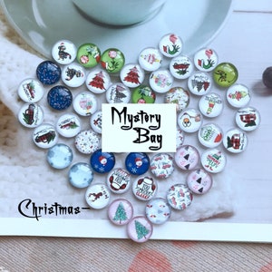 Sac Mystère - Cabochon Mixte Aléatoire de Noël, Sac Surprise 10mm 12mm 14mm 16mm 18mm 20mm 25mm 30mm 35mm 40mm Dôme en verre image DIY-ROMB01