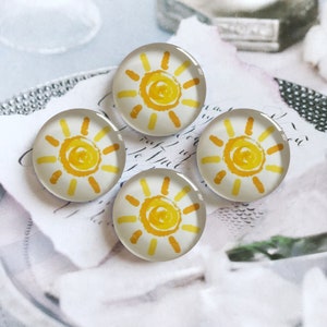 Niedliche DIY Sonne Cabochon, Cartoon Sonne Bild Glaskuppel, 10 mm 12 mm 14 mm 16 mm 18 mm 20 mm 25 mm 30 mm 35 mm 40 mm Bild Glas Cameo Charms -R223734