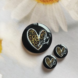 Leopard Print Love Herz Cabochon / Valentinstag Herz Bild Glas Druckknopf,10mm 12mm 14mm 16mm 18mm 20mm 25mm 30mm 35mm 40mm -R221704