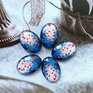 Bloem Ovale Cabochon, Handgemaakte Bloem Teardrop fotoglas Cabochon, 10x14mm, 13x18mm, 18x25mm, 20x30mm, 30x40mm glazen koepel-R225901