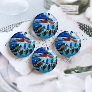Sea Ocean Boats Cabochon/bottone automatico in vetro, 10 mm 12 mm 14 mm 16 mm 18 mm 20 mm 25 mm 30 mm 35 mm 40 mm Bottone automatico in vetro a cupola/zenzero -R227256