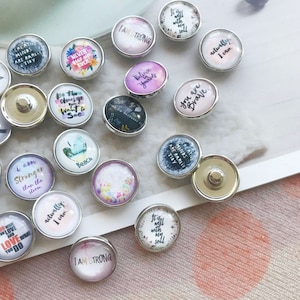10/20/50pcs Snap Button, Mixed Random 12mm 18mm 20mm Silver Photo Ginger Snap Button,Interchangeable Picture Noosa Snap Button