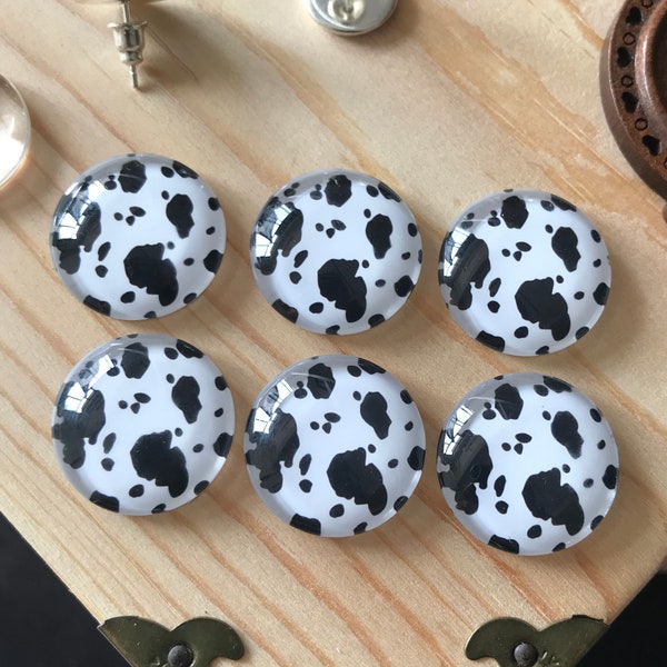 10pcs Cow Print Cabochon Handmade photo glass Cabochons 10mm 12mm 14mm 16mm 18mm 20mm 25mm 30mm 35mm 40mm glass dome cameo cabochon -R0512D7