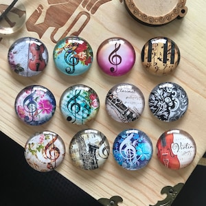 Muziek Cabochon - Handgemaakte Muzieknoten foto Cabochons 10mm 12mm 14mm 16mm 18mm 20mm 25mm 30mm 35mm 40mm glazen dome cameo cabochon -R0851