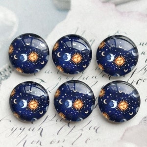 Cabochon lune et soleil, bouton pression en verre pour photo de l'espace du système solaire, 10 mm 12 mm 14 mm 16 mm 18 mm 20 mm 25 mm 30 mm 35 mm 40 mm dôme en verre-R120806