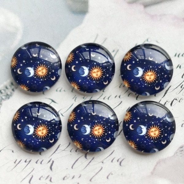 Moon and Sun Cabochon,Solar System Space photo glass Snap Button,10mm 12mm 14mm 16mm 18mm 20mm 25mm 30mm 35mm 40mm glass dome-R120806