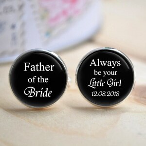 Maßgeschneiderte Hochzeit Manschettenknöpfe, Vater der Braut Manschettenknöpfe, Hochzeitsgeschenk, kleine Mädchen Manschettenknöpfe, personalisierte Hochzeit Manschettenknöpfe, Cabochon Geschenk