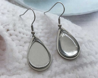 Boucles d'oreilles en acier inoxydable Teadro 13x18mm, base de boucles d'oreilles pendantes en forme de larme, boucles d'oreilles géométriques, tasses de lunette, plateaux de boucles d'oreilles de charme-DSS10