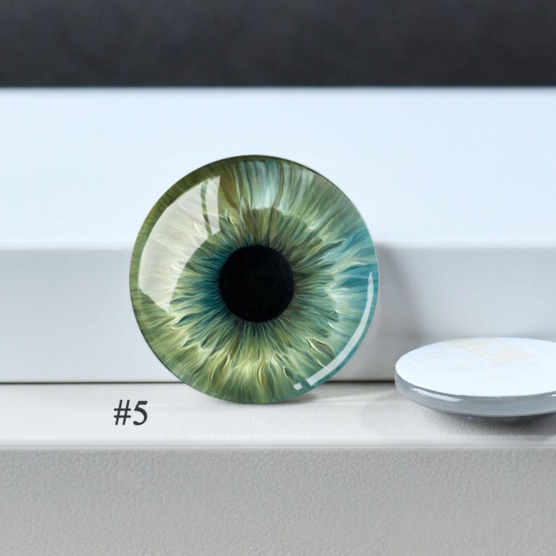 Eye Cabochon,Handmade Doll Cat Eyeball photo glass Cabochon, 10mm -40mm eye glass dome cameo - 14mm thin Blythe doll eyes - DN1898 #5