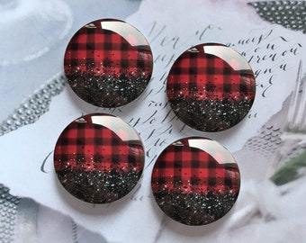 Buffle de Noël Cabochon / Snap Button, 10pcs 10mm 12mm 14mm 16mm 18mm 20mm 25mm 30mm 35mm 40mm Dôme en verre / Bouton Snap gingembre -R2251832