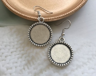 10pcs 18mm Earrings Blanks, Round Dangle Earrings Base, Drop Earrings Bezel Cups Trays ,Cabochon Blank Cabochon Base inlay Blank-DACC04