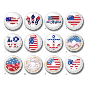 Cabochon Donuts Drapeau des États-Unis, Dôme en verre du 4 juillet, 10 mm 12 mm 14 mm 16 mm 18 mm 20 mm 25 mm 30 mm 35 mm 40 mm Perles de verre pour image rouge bleu-DN1062
