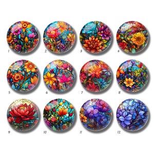 Cabochon con immagine floreale in vetro colorato, cupola in vetro con fiori, 10 mm 12 mm 14 mm 16 mm 18 mm 20 mm 25 mm 30 mm 35 mm 40 mm Immagine fai da te Immagine Perlina di vetro-DN1951