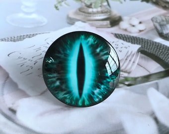 Green-Blue Dragon Eye Cabochon,Doll Vertical Pupil Eyeball, 10mm - 40mm glass dome -14mm thin glass eyes for Blythe doll -DN034d12