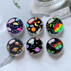 10 peças 10mm 12mm planeta cabochão, céu estrelado lua cúpula de vidro, 14mm 16mm 18mm 20mm 25mm 30mm 35mm 40mm imagem diy contas de vidro-DN653