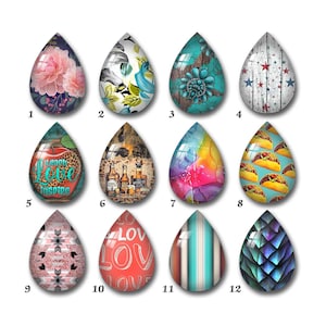 Cabochon a goccia floreale, Teach Love Inspire, cupola in vetro per foto a forma di goccia, 10 x 14 mm, 13 x 18 mm, 18 x 25 mm, 20 x 30 mm, cammeo in vetro per foto - DSD18