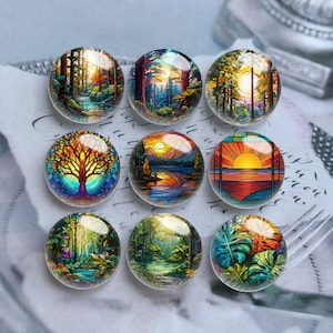 Glasmalerei Bild Cabochon,Wald Glaskuppel,10 mm 12 mm 14 mm 16 mm 18 mm 20 mm 25 mm 30 mm 35 mm 40 mm DIY Bild Bild Glasperlen-DN1957