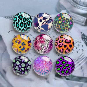 10pcs 10mm 12mm Leopard  Cabochon, Handmade Colorful Glass Dome, 14mm 16mm 18mm 20mm 25mm 30mm 35mm 40mm DIY Picture Image Glass Beads-DN647