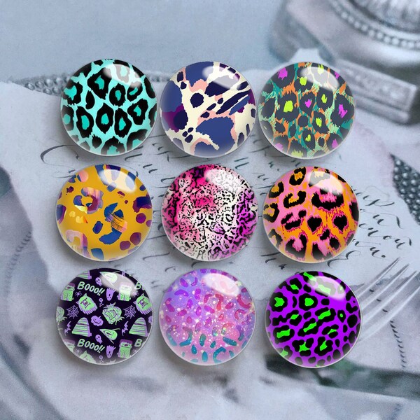 10pcs 10mm 12mm Leopard  Cabochon, Handmade Colorful Glass Dome, 14mm 16mm 18mm 20mm 25mm 30mm 35mm 40mm DIY Picture Image Glass Beads-DN647